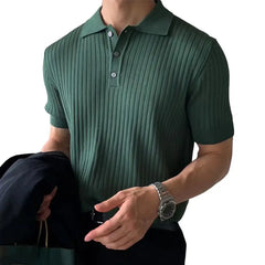 Dropshipping!!Lapel Short Sleeve Buttons Half Placket Loose Men Summer