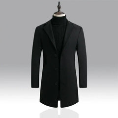 Korean Style Men Trench Coat Lapel Buttons Woolen Coat Casual Overcoat