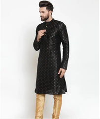 Indian Traditional Men's Gown Black Men's Shirt Spring Long Style