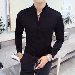 2023 Spring 3 Color Stand Collar Shirt High Quality Men Long Sleeve