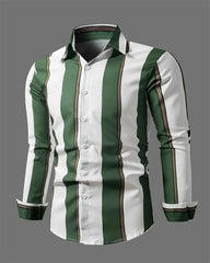 Men's Fashion Loose Striped Pattern Shirt, Casual Breathable Lapel