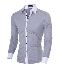 Men Long Sleeve Shirt 2024 Spring Striped Shirts Slim Fit Male Casual