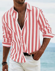 Men's Casual Shirt Buttoned Summer T-Shirt Blue Clover Long Sleeve