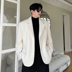 IEFB Korean Chic Male Woolen Jacket Fashion Lapel Single Breasted