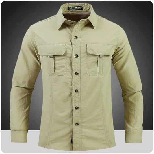 Men's Long Sleeve Camping Hiking Shirts For Quick Dry Sun Protection