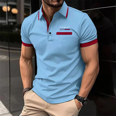 European and American men's casual short sleeved polo shirt office