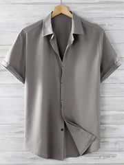 Summer men's solid color shirt Simple breathable Men's top Men's