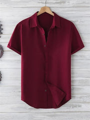 Summer men's solid color shirt Simple breathable Men's top Men's