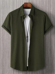 Summer men's solid color shirt Simple breathable Men's top Men's
