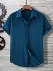 Summer men's solid color shirt Simple breathable Men's top Men's