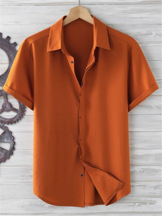 Summer men's solid color shirt Simple breathable Men's top Men's