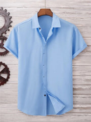 Summer men's solid color shirt Simple breathable Men's top Men's