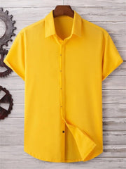 Summer men's solid color shirt Simple breathable Men's top Men's