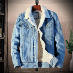 Super Soft Popular Lapel Buttons Jean Jacket Winter Men Jean Outerwear