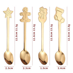 4pcs /Pack Christmas Stainless Steel Spoon Tableware Gift Set, Color: