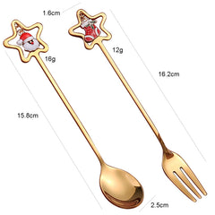 6pcs /Pack Christmas Stainless Steel Spoon And Fork Cutlery Gift Set,