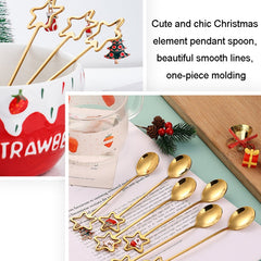 6pcs /Pack Christmas Stainless Steel Spoon And Fork Cutlery Gift Set,