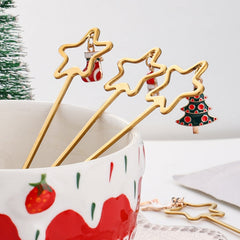 6pcs /Pack Christmas Stainless Steel Spoon And Fork Cutlery Gift Set,