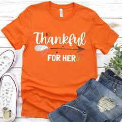 Thankful For Her/Him Thanksgiving Couple T-Shirt