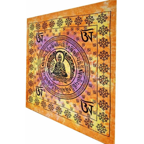 Buddhist Om Symbol Full Size Tapestry Wall Hanging with Seven Chakra