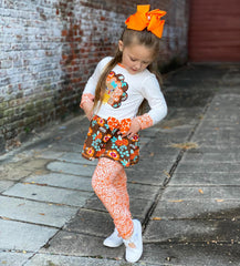 AnnLoren Big Little Girls Autumn Floral Turkey Tunic & Leggings