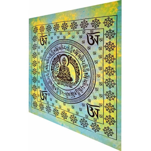 Buddhist Om Symbol Full Size Tapestry Wall Hanging with Seven Chakra