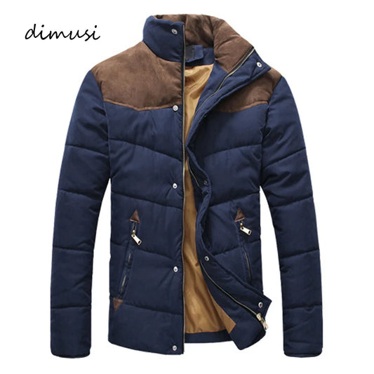 DIMUSI Winter Diamond Jacket Men Warm Casual Parkas Cotton Stand