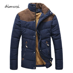 DIMUSI Winter Diamond Jacket Men Warm Casual Parkas Cotton Stand