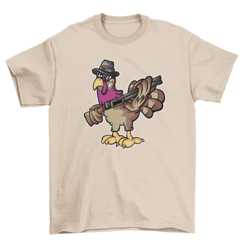 Turkey with gun t-shirt