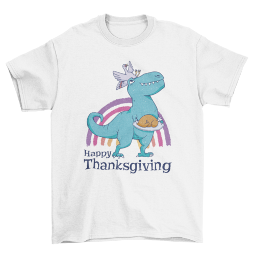 Dinosaur and turkey thanksgiving t-shirt