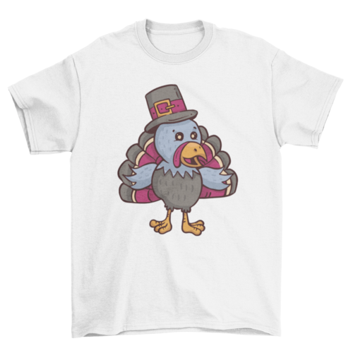 Turkey pilgrim Thanksgiving cartoon t-shirt design