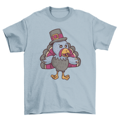 Turkey pilgrim Thanksgiving cartoon t-shirt design