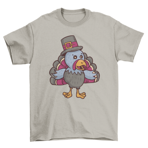 Turkey pilgrim Thanksgiving cartoon t-shirt design