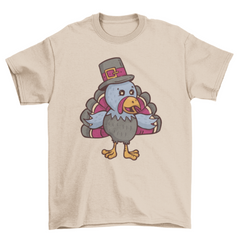 Turkey pilgrim Thanksgiving cartoon t-shirt design