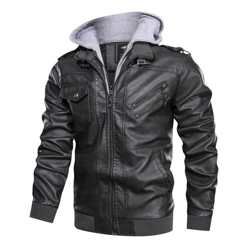 Wepbel Biker's Leather Jacket Men's Zipper Pu Jacket Autumn Detachable