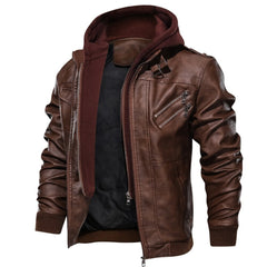 Wepbel Biker's Leather Jacket Men's Zipper Pu Jacket Autumn Detachable