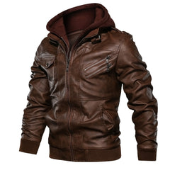 Wepbel Biker's Leather Jacket Men's Zipper Pu Jacket Autumn Detachable