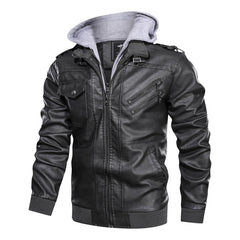 Wepbel Biker's Leather Jacket Men's Zipper Pu Jacket Autumn Detachable