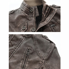 Winter Men's Thick Fleece Leather Jacket Coat Long Outwear Fashion