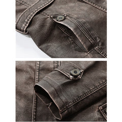 Winter Men's Thick Fleece Leather Jacket Coat Long Outwear Fashion