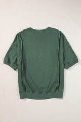 Laurel Green Exposed Seam Chest Pocket Split Loose T Shirt