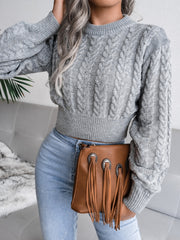 Cable-Knit Round Neck Sweater