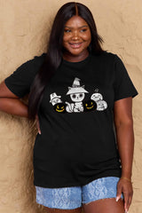 Simply Love Full Size Cat & Pumpkin Graphic Cotton T-Shirt