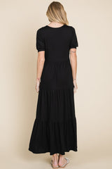 BOMBOM Short Sleeve Tiered Maxi Dress