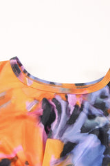 Multicolor Tie-dye Print Hollow Out Twist Bodycon Mini Dress