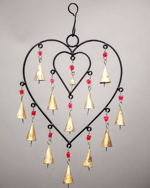 Heart Chime sacred space home decor hanging brass bells