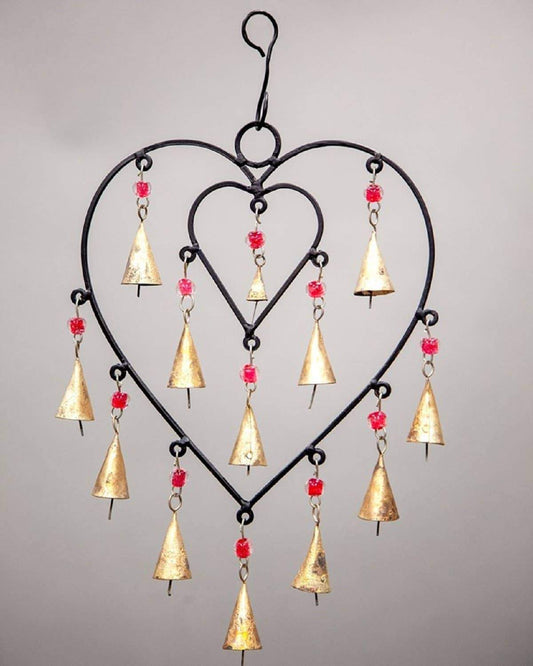 Heart Chime sacred space home decor hanging brass bells