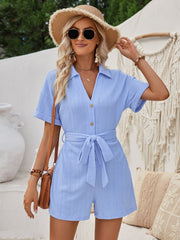 Short Sleeve Tie Waist Romper