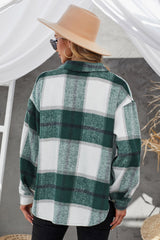 Plaid Button Up Dropped Shoulder Jacket