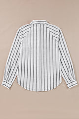 Black Stripe Chest Pocket Buttoned Oversized Shirt